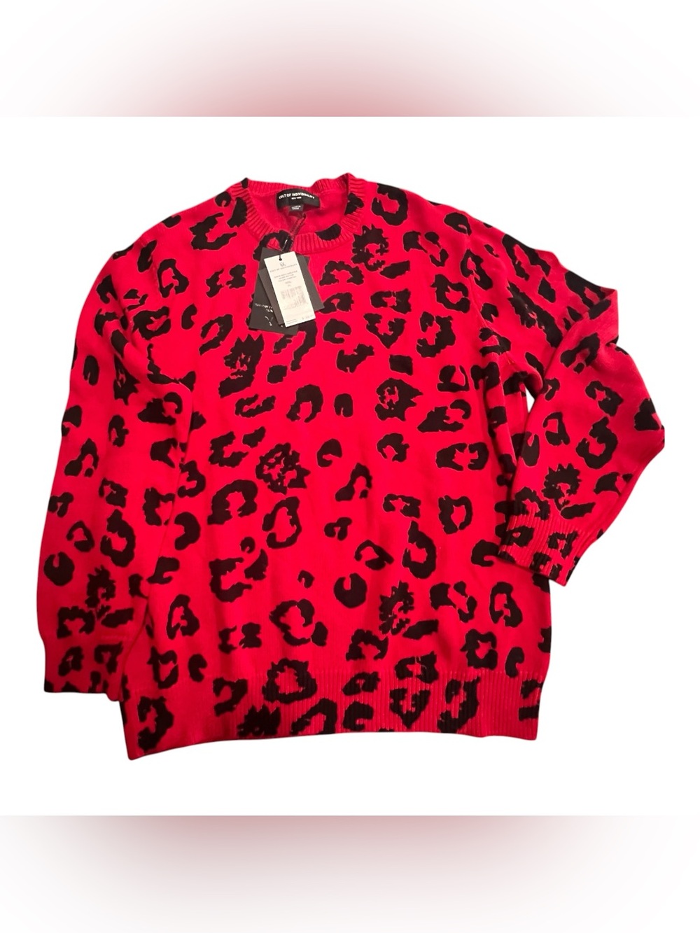 Cult of Individuality Red Leopard Print Sweater - Men Size XL NWT